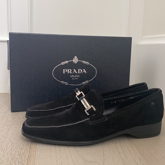 Black suede Prada Loafers - Picture 2 of 7